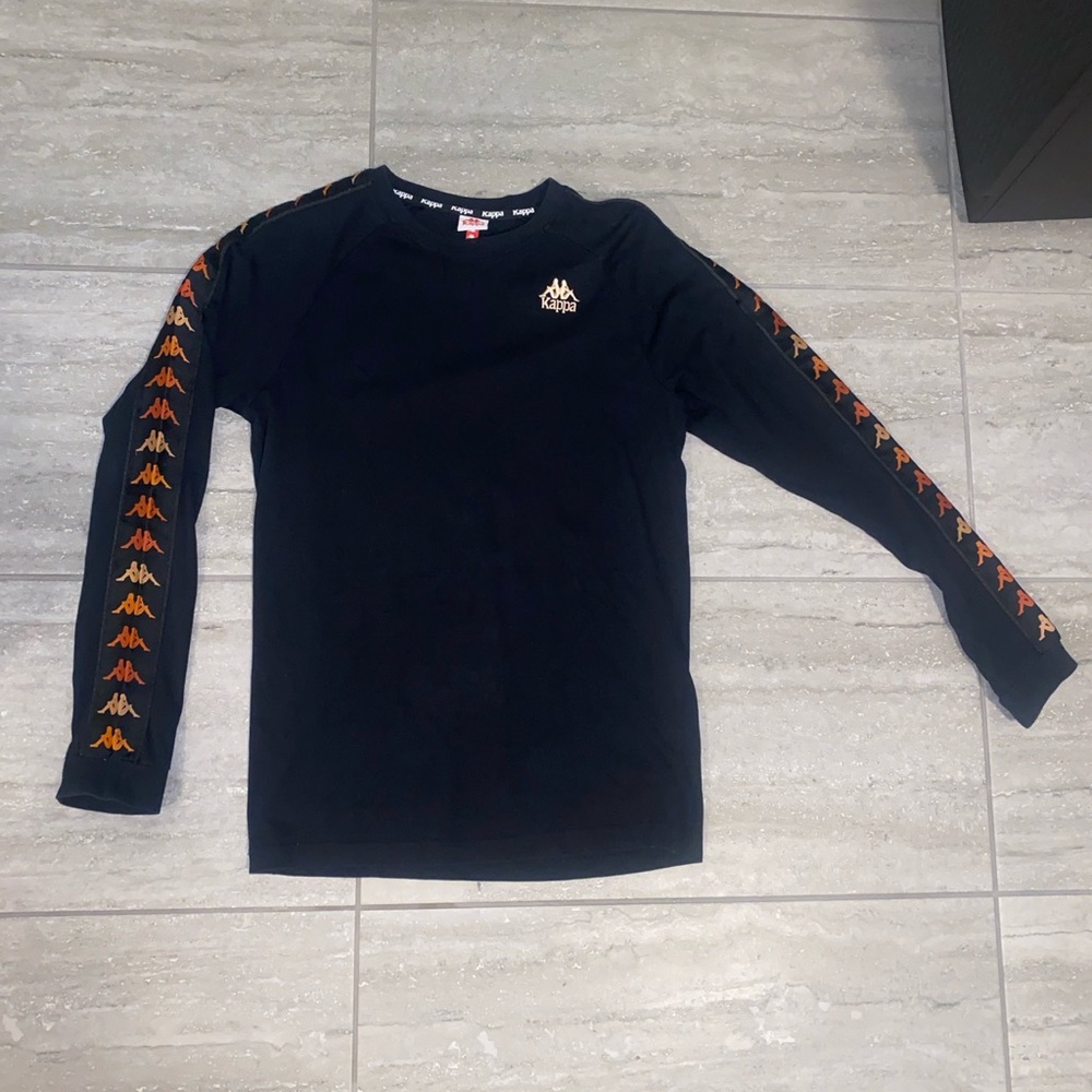 Mens Kappa long sleeve T shirt. Black with Orange. Like new.